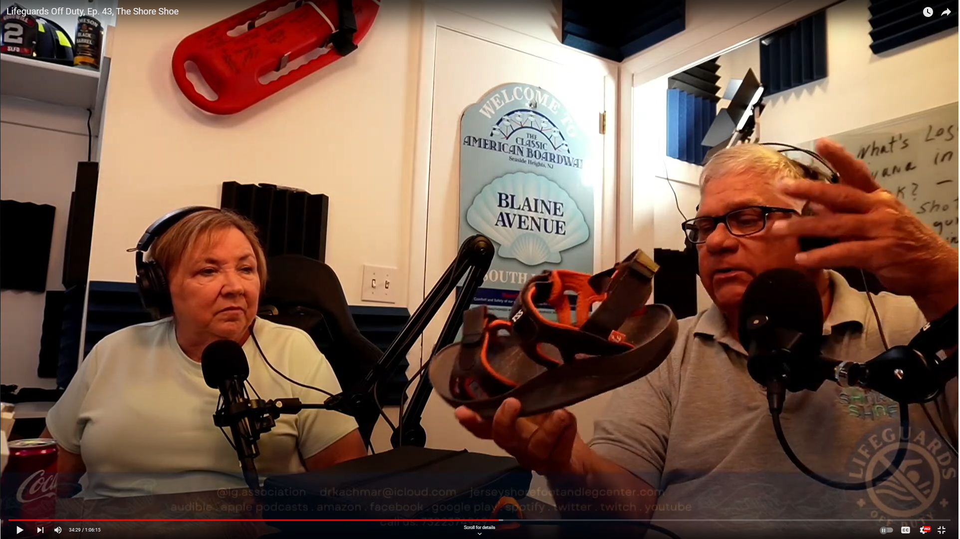 Jim Silvester and JIll Silvester discussing The Shore Shoe on the Podcast Lifeguards Off  Duty